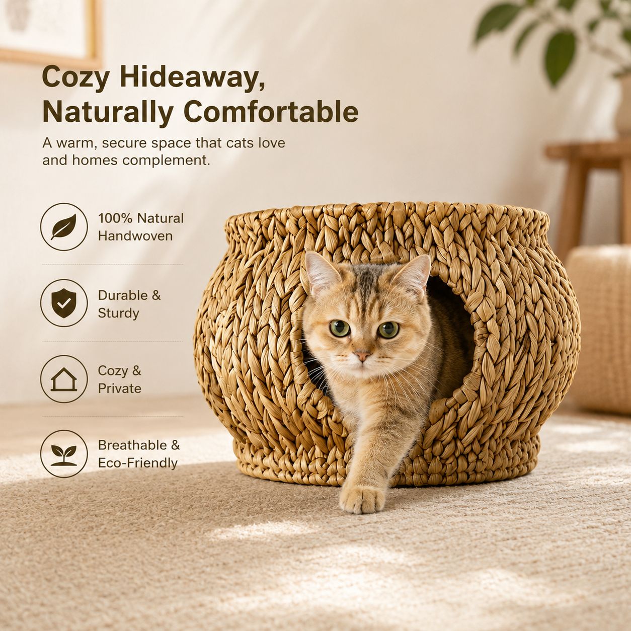 Water Hyacinth Cat Cave Manufacturing: 5-Step Hand-Woven Process