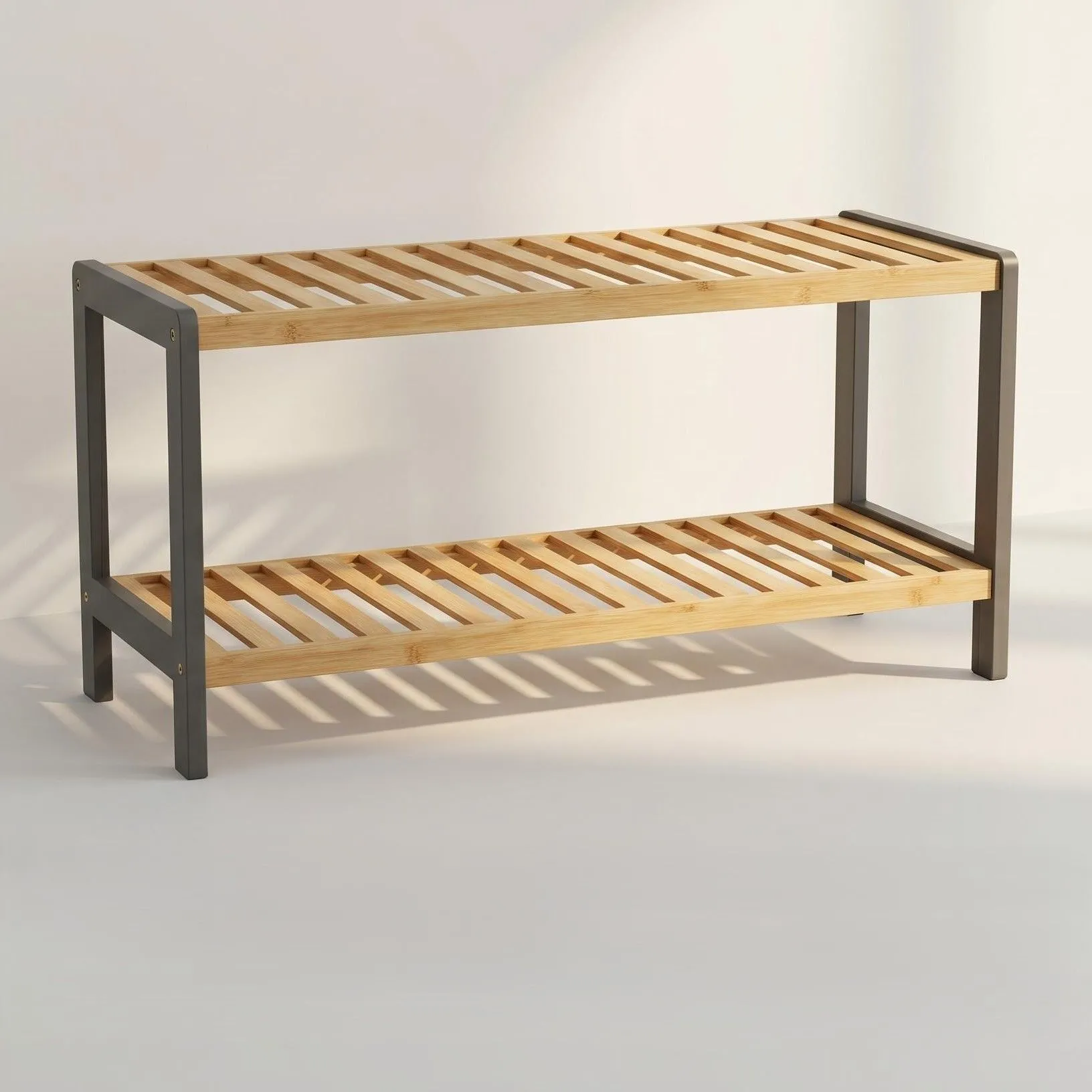 2-Tier Bamboo Shoe Rack