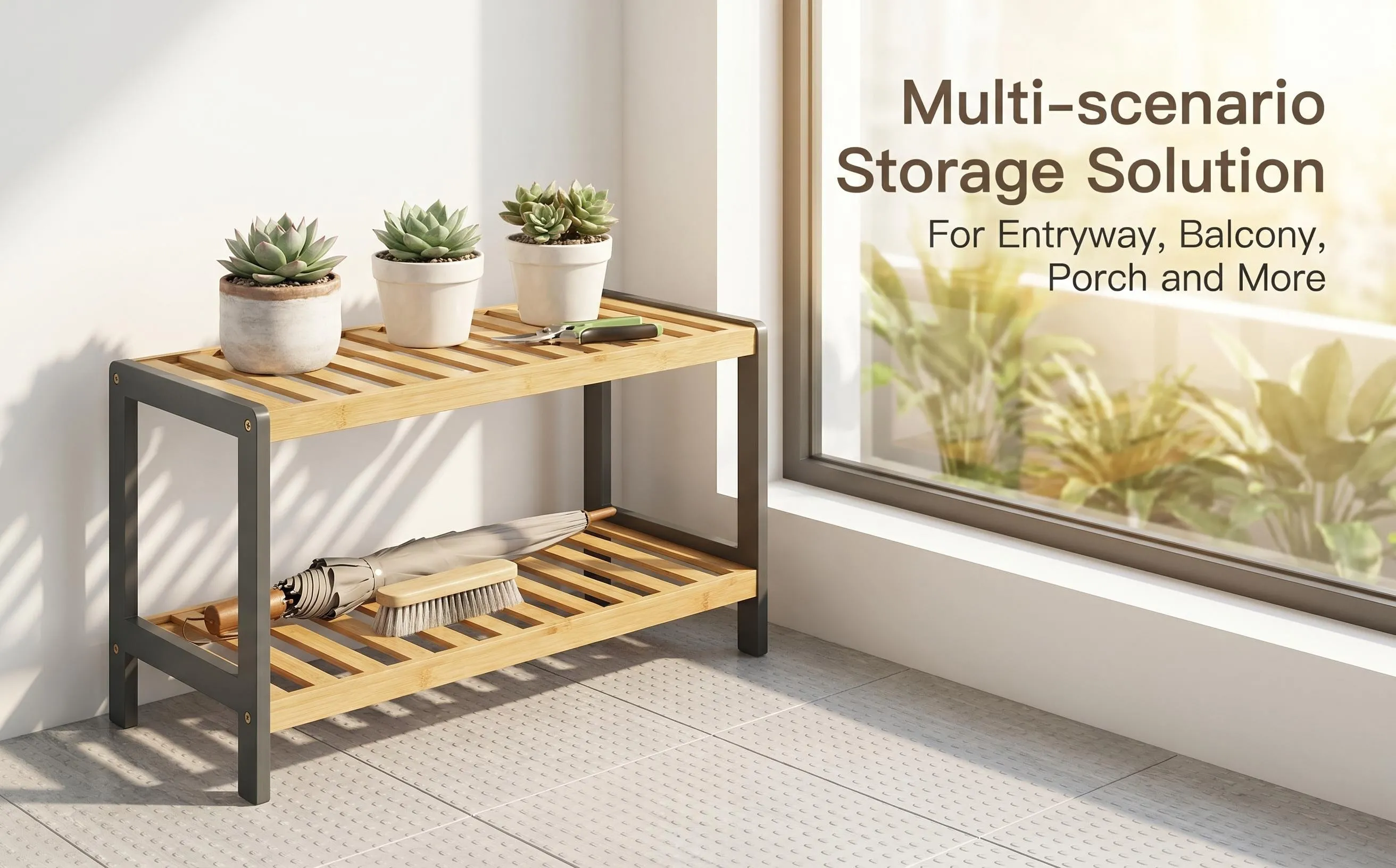 bamboo entryway shoe rack