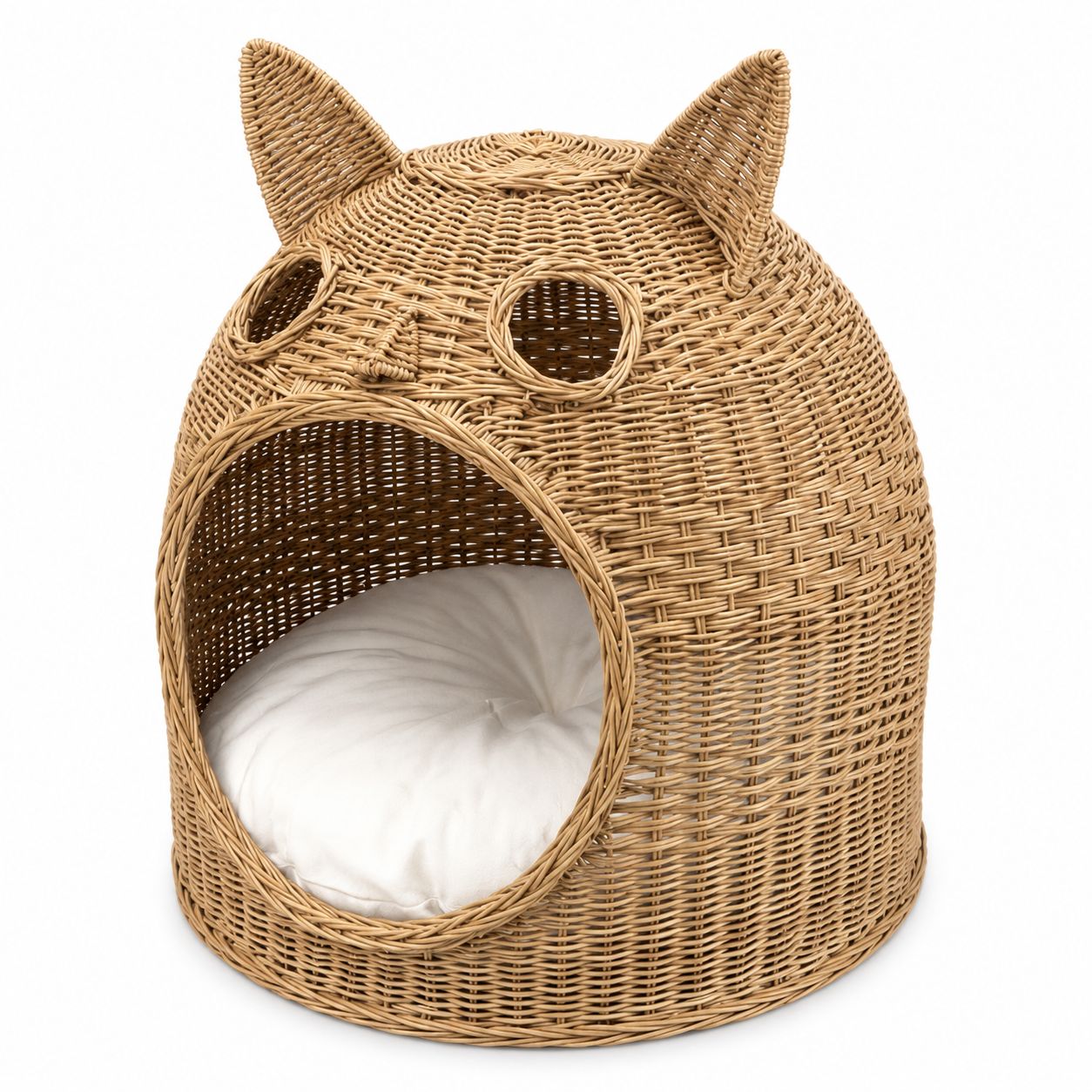 Natural Woven Cozy Cat Bed