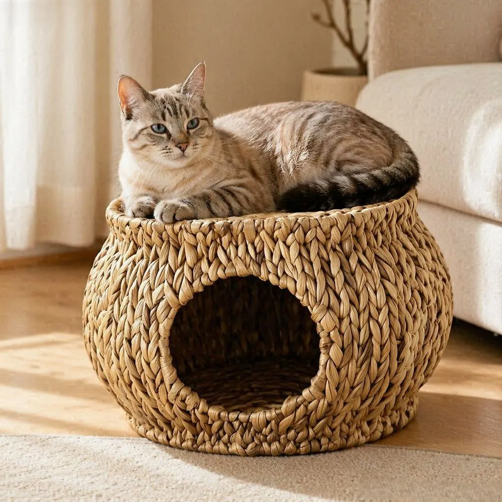 Cat Cave Bed with Raised Lounge Top