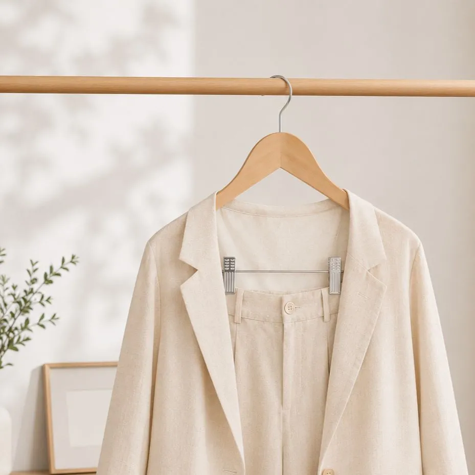 Wood Hanger with Clips