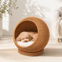 Natural Woven Cozy Cat Bed: Comfort First Wholesale Catalog