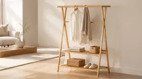 Bamboo Garment Rack: Roll-Out Design Wholesale for Apparel Stores