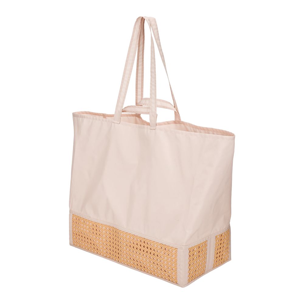 Beige Peachskin Fabric Shopping Bag